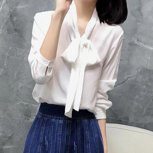 women's blouses & shirts office lady long sleeve solid bow tie collar chiffon blouse elegant blusas xz573, White
women's blouses & shirts office lady long sleeve solid bow tie collar chiffon blouse elegant blusas xz573, White