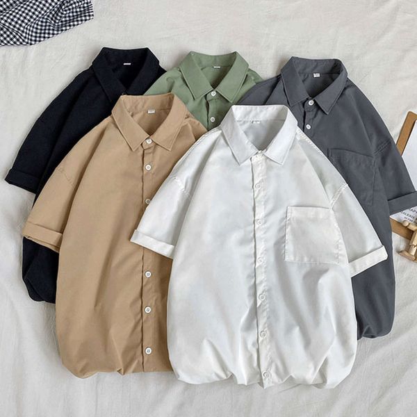 men's casual shirts shirt summer short sleeve men's loose casual solid color simple korean fashion versatile clothes ffr6 608m, White;black
men's casual shirts shirt summer short sleeve men's loose casual solid color simple korean fashion versatile clothes ffr6 608m, White;black