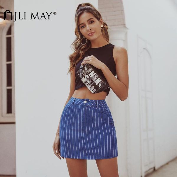 women denim mini skirt striped button empire slim summer short pencil skirts, Black
women denim mini skirt striped button empire slim summer short pencil skirts, Black