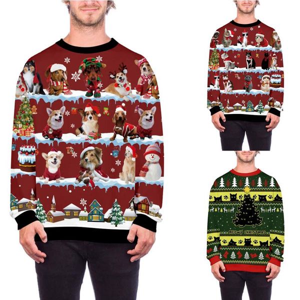 women's sweaters cute christmas loose sweatshirt adults dog/cat print long sleeve round neck pullover for party, White;black
women's sweaters cute christmas loose sweatshirt adults dog/cat print long sleeve round neck pullover for party, White;black