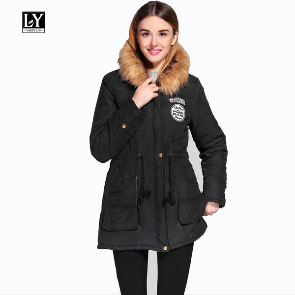 down new autumn winter women jacket cotton coat artificial fur collar hooded warm outerwear slim medium long overcoat, Black
down new autumn winter women jacket cotton coat artificial fur collar hooded warm outerwear slim medium long overcoat, Black