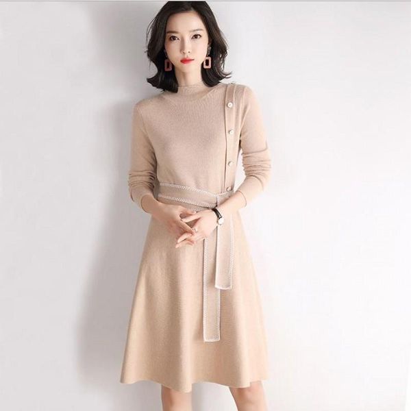 casual dresses autumn women dress elegant fashion designer clothes full sleeve wool knitting o-neck jersey to knee european style, Black;gray
casual dresses autumn women dress elegant fashion designer clothes full sleeve wool knitting o-neck jersey to knee european style, Black;gray