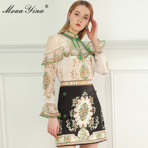 fashion designer set summer women lace ruffles long sleeve vintage print blouses +beaded skirt two-piece sets 210524, White
fashion designer set summer women lace ruffles long sleeve vintage print blouses +beaded skirt two-piece sets 210524, White