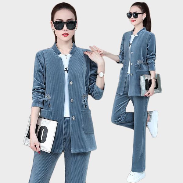 women's tracksuits haute couture sporting suit female 3 piece set women office clothing stylish clothes corduroy tracksuit 220, Gray
women's tracksuits haute couture sporting suit female 3 piece set women office clothing stylish clothes corduroy tracksuit 220, Gray