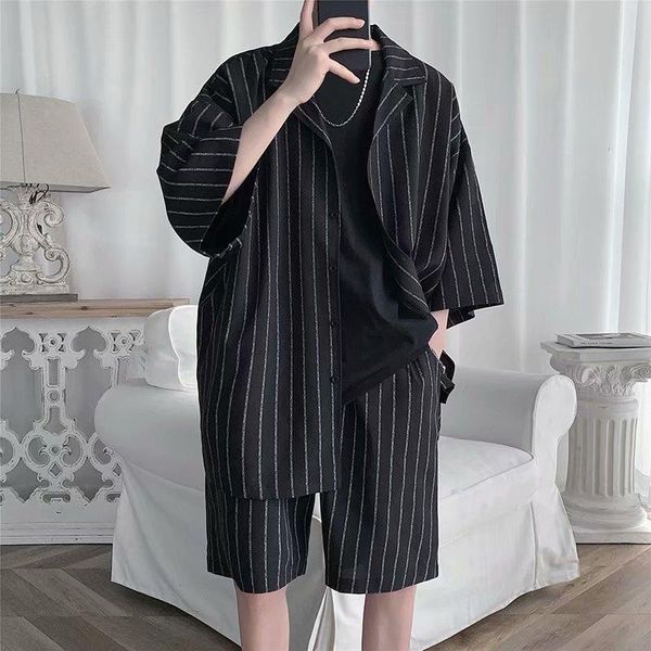 men's tracksuits qiwn summer casual suit striped short-sleeved shorts shirt loose plus size two-piece clothes for men, Gray
men's tracksuits qiwn summer casual suit striped short-sleeved shorts shirt loose plus size two-piece clothes for men, Gray