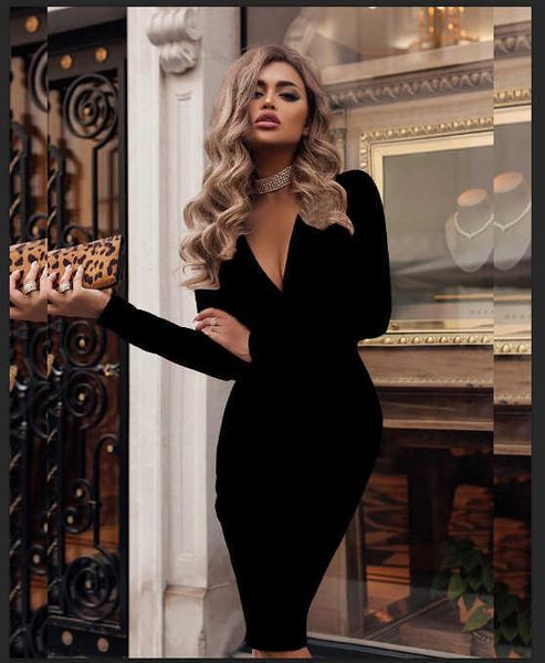 2021 new autumn winter women's party club dresses long sleeve bodycon dresses y0925, White;black
2021 new autumn winter women's party club dresses long sleeve bodycon dresses y0925, White;black
