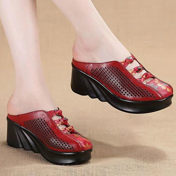slippers women genuine leather hollow out ethic print wedges heels platform outdoor slides casual ladies shoes zapatos de mujer, Black
slippers women genuine leather hollow out ethic print wedges heels platform outdoor slides casual ladies shoes zapatos de mujer, Black