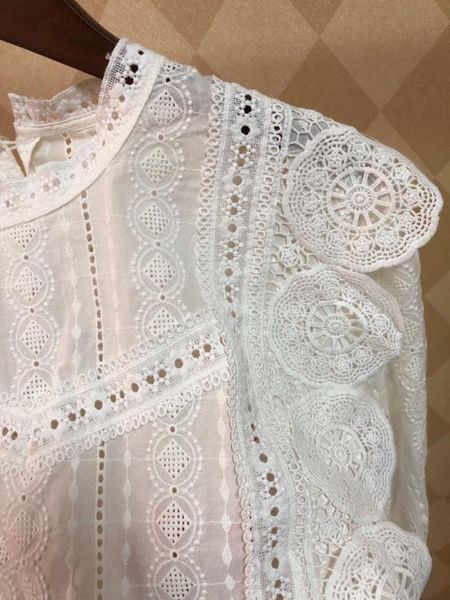 spring and summer lace embroidery hollow hook flower shirt long sleeve women women's blouses & shirts, White
spring and summer lace embroidery hollow hook flower shirt long sleeve women women's blouses & shirts, White
