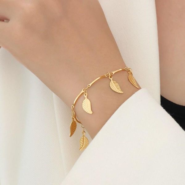 link, chain leaf pendant bracelet jewelry dangle stainless steel gold bangle, Black
link, chain leaf pendant bracelet jewelry dangle stainless steel gold bangle, Black