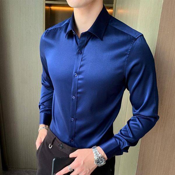 men's dress shirts 2021 long sleeve shirt ice silk elastic korean slim fit fashion trend solid color, White;black
men's dress shirts 2021 long sleeve shirt ice silk elastic korean slim fit fashion trend solid color, White;black