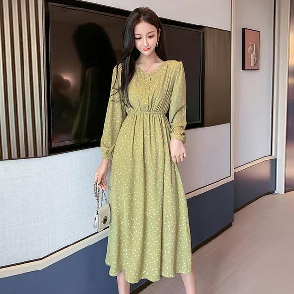 casual dresses vintage chiffon floral dress women korean long sleeve fresh s-xl loose buttons elegant robe femme v neck ladies green, Black;gray
casual dresses vintage chiffon floral dress women korean long sleeve fresh s-xl loose buttons elegant robe femme v neck ladies green, Black;gray