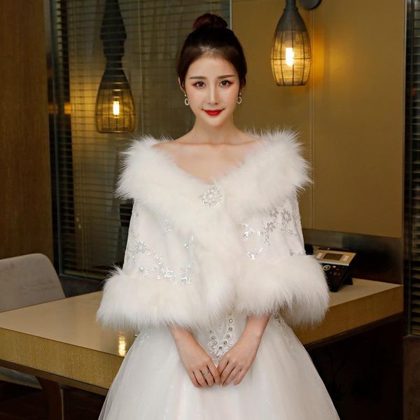 scarves autumn and winter fur shawl coat cheongsam party dress white thickened warm cloak, Blue;gray
scarves autumn and winter fur shawl coat cheongsam party dress white thickened warm cloak, Blue;gray