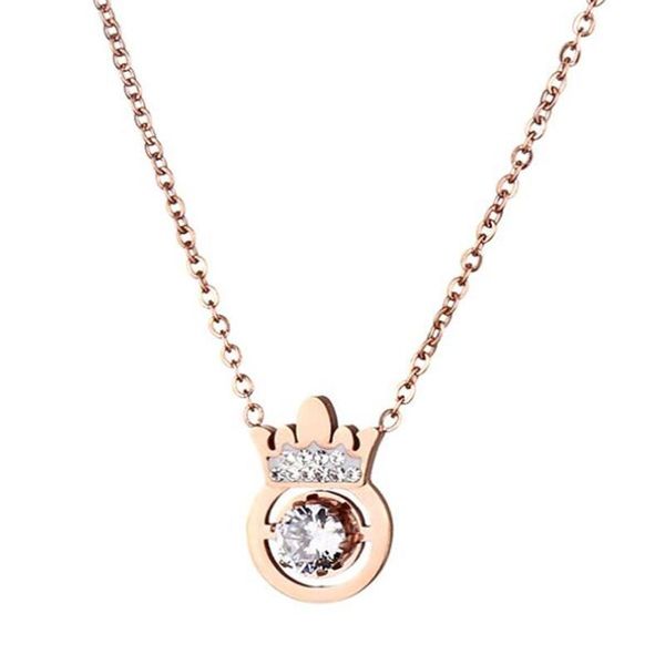 high-quality stainless steel crown pendant necklace women rose gold crystal clavicle valentine's day gift necklaces, Silver
high-quality stainless steel crown pendant necklace women rose gold crystal clavicle valentine's day gift necklaces, Silver