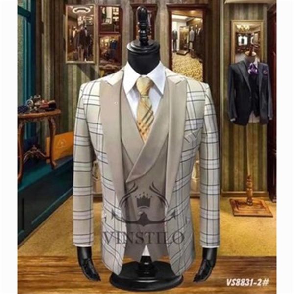men's suits & blazers plaid men suit for business formal groom wedding 3 pieces man tuxedo slim fit prom dinner party 1nsk, White;black
men's suits & blazers plaid men suit for business formal groom wedding 3 pieces man tuxedo slim fit prom dinner party 1nsk, White;black