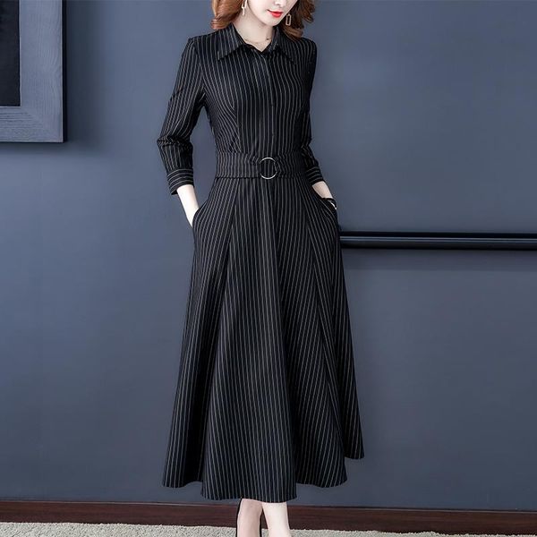 casual dresses fashionable temperament knee-length catwalk long skirt women 2021 autumn striped slim dress, Black;gray
casual dresses fashionable temperament knee-length catwalk long skirt women 2021 autumn striped slim dress, Black;gray