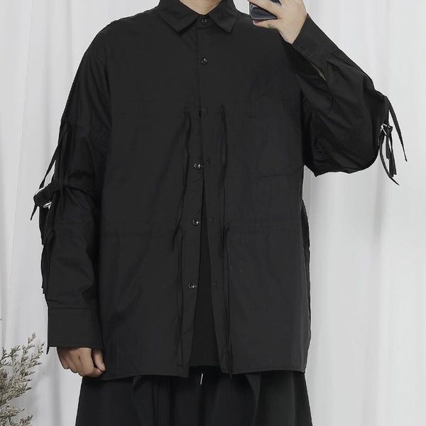men's casual shirts long-sleeve shirt spring and autumn personality drawstring waist design dark loose large size, White;black
men's casual shirts long-sleeve shirt spring and autumn personality drawstring waist design dark loose large size, White;black