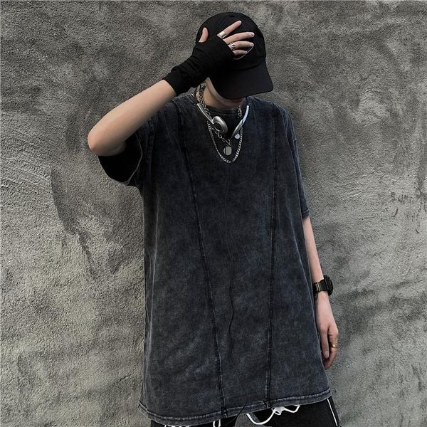 men's t-shirts dark water washing t shirt fry color simple short sleeve men and women loose all-match top, White;black
men's t-shirts dark water washing t shirt fry color simple short sleeve men and women loose all-match top, White;black