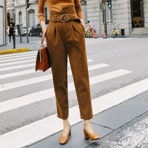 women's pants & capris high-waist women autumn and winter loose belt korean-style woolen harem fashion casual, Black;white
women's pants & capris high-waist women autumn and winter loose belt korean-style woolen harem fashion casual, Black;white