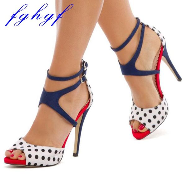 fghgf 2021 11cm heel height, black and white polka dot cloth lady's sandals with instep straps
fghgf 2021 11cm heel height, black and white polka dot cloth lady's sandals with instep straps