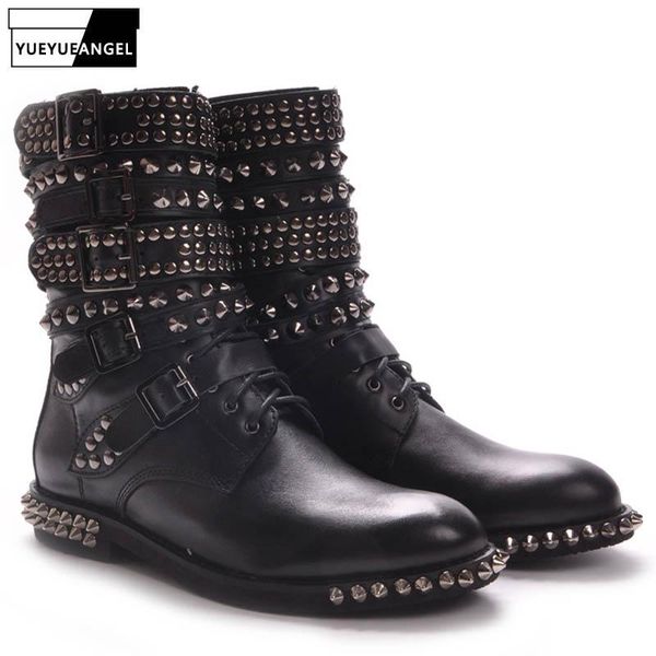 euro real leather womens belt buckle rivet punk motorcycle boots fashion spring autumn lace up sheepskin high flat, Black
euro real leather womens belt buckle rivet punk motorcycle boots fashion spring autumn lace up sheepskin high flat, Black