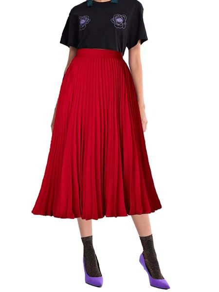skirts summer women ladies solid color maxi skirt fashion chiffon pleated female casual high waist elegant, Black
skirts summer women ladies solid color maxi skirt fashion chiffon pleated female casual high waist elegant, Black