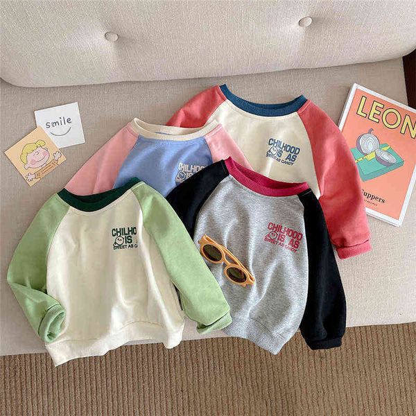 2021 autumn girls letters print patchwork long sleeve t shirts korean style boys fashion color contrast loose cotton sweatshirts g1209, Blue
2021 autumn girls letters print patchwork long sleeve t shirts korean style boys fashion color contrast loose cotton sweatshirts g1209, Blue