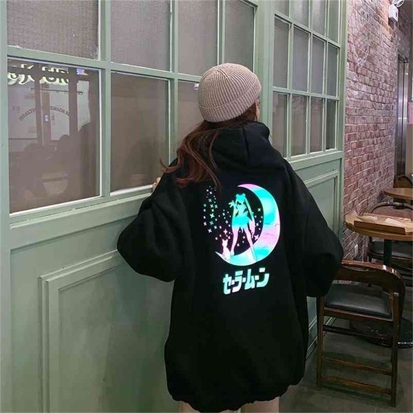 winter women's reflective oversized casual hoodie anime girl moon illuminated falling shoulder sweatshirt plus pocket wool 210809, Black
winter women's reflective oversized casual hoodie anime girl moon illuminated falling shoulder sweatshirt plus pocket wool 210809, Black