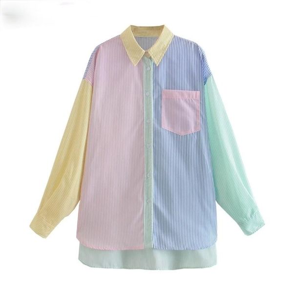 women's polos 2021 women fashion contrast color striped print smock blouse office ladies breasted casual shirts chic blusas ls9314, White
women's polos 2021 women fashion contrast color striped print smock blouse office ladies breasted casual shirts chic blusas ls9314, White