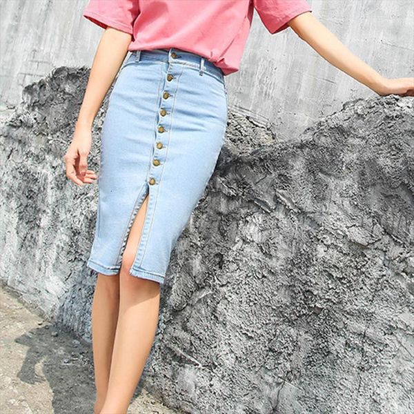 buttons bodycon summer elastic denim women skirt light blue midi pencil for high waist slit jean womens c524, Black
buttons bodycon summer elastic denim women skirt light blue midi pencil for high waist slit jean womens c524, Black