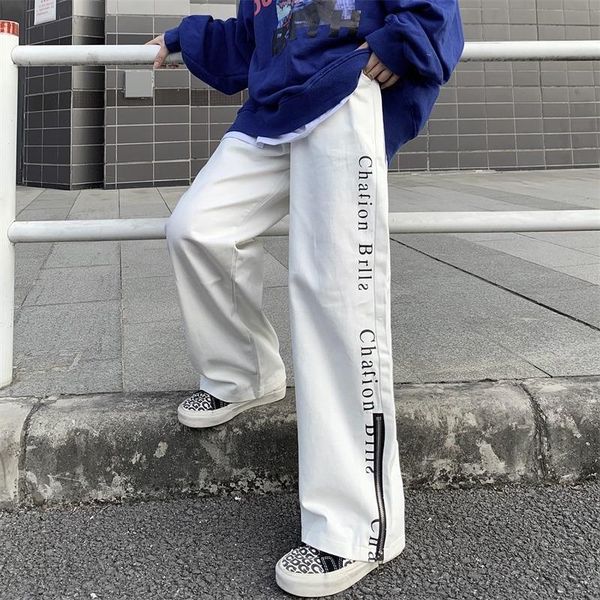 sports spring streetwear versatile fashion womens capris high waist straight casual baggy zipper wide leg trouser, Black;white
sports spring streetwear versatile fashion womens capris high waist straight casual baggy zipper wide leg trouser, Black;white