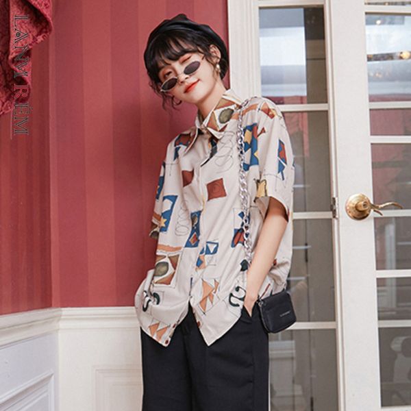 women retro shirts turn-down collar summer print all-match short sleeve loose outerwear female 2d1780 210507, White
women retro shirts turn-down collar summer print all-match short sleeve loose outerwear female 2d1780 210507, White