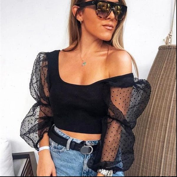 women womens shirts lace see through sheer mesh polka dot puff long sleeve o neck crop blouse slim, White
women womens shirts lace see through sheer mesh polka dot puff long sleeve o neck crop blouse slim, White