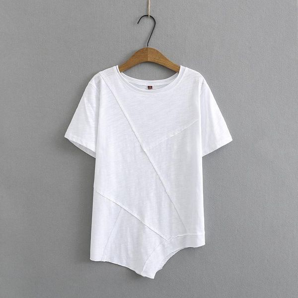 women's t-shirt plus size xl-4xl short sleeve cotton shirts casual solid simple summer oversized irregular tee, White
women's t-shirt plus size xl-4xl short sleeve cotton shirts casual solid simple summer oversized irregular tee, White