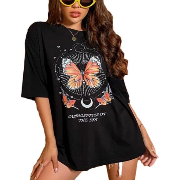 donsignet fashion women's t-shirt summer casual round neck pullover butterfly print loose plus size short-sleeved, White
donsignet fashion women's t-shirt summer casual round neck pullover butterfly print loose plus size short-sleeved, White