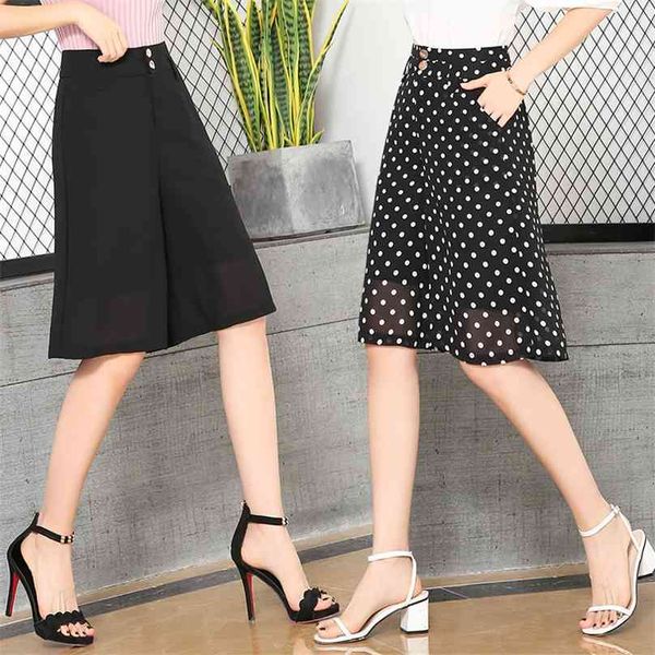 women elegant chiffon shorts skirt summer knee length pleated skirts s dots vintage office soft midi 210719, White;black
women elegant chiffon shorts skirt summer knee length pleated skirts s dots vintage office soft midi 210719, White;black