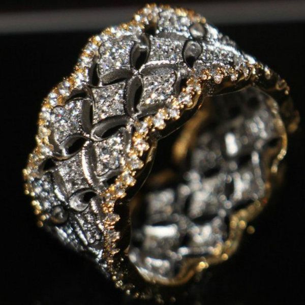 wedding rings exquisite silver gold two-tone hollow zircon anniversary ring white crystal cocktail party jewelry for women gifts, Slivery;golden
wedding rings exquisite silver gold two-tone hollow zircon anniversary ring white crystal cocktail party jewelry for women gifts, Slivery;golden