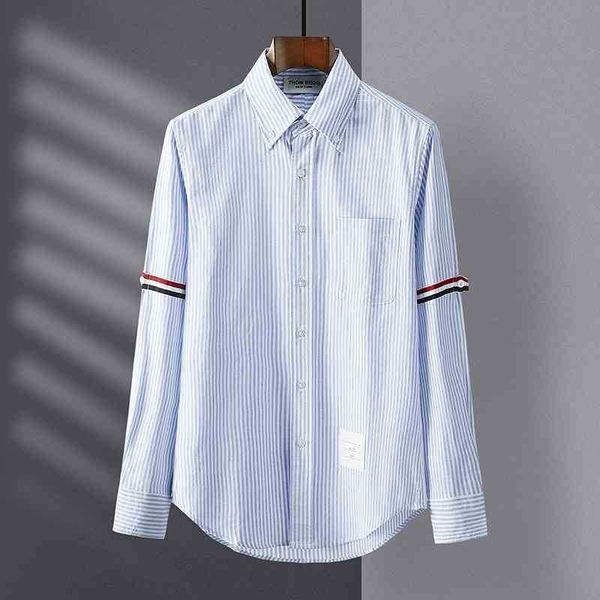 new tb long sleeve men's and women's same double sleeve ribbon lovers' casual fashion brand blue stripe shirt, White;black
new tb long sleeve men's and women's same double sleeve ribbon lovers' casual fashion brand blue stripe shirt, White;black
