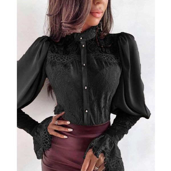 women's blouses & shirts women office lady elegant lace ruffles puff long sleeve turtleneck button down chiffon shirt blouse high stree, White
women's blouses & shirts women office lady elegant lace ruffles puff long sleeve turtleneck button down chiffon shirt blouse high stree, White