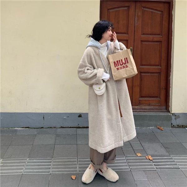 women's fur & faux winter women lambswool coat luxury long loose lapel overcoat thick warm plus size female plush co, Black
women's fur & faux winter women lambswool coat luxury long loose lapel overcoat thick warm plus size female plush co, Black