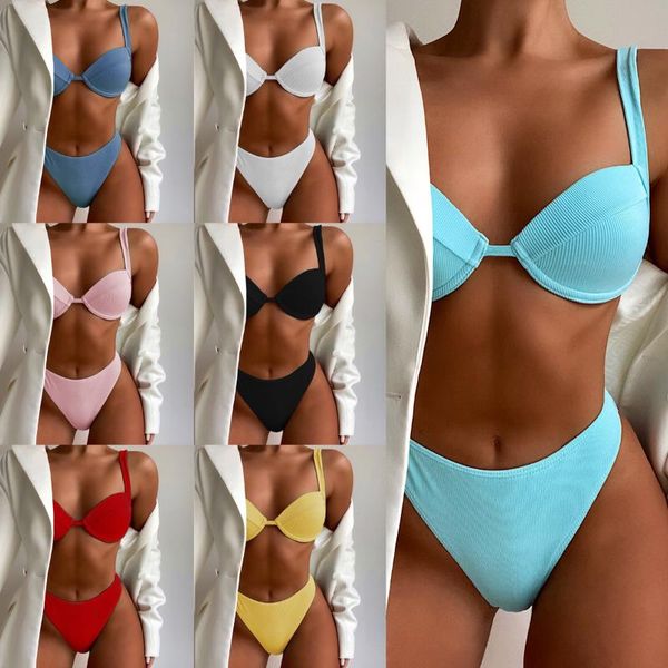 women's swimwear 2021 backless solid color bikini set high waist pushup women brazilian biquini two pieces girls beach bathing suit, White;black 
women's swimwear 2021 backless solid color bikini set high waist pushup women brazilian biquini two pieces girls beach bathing suit, White;black