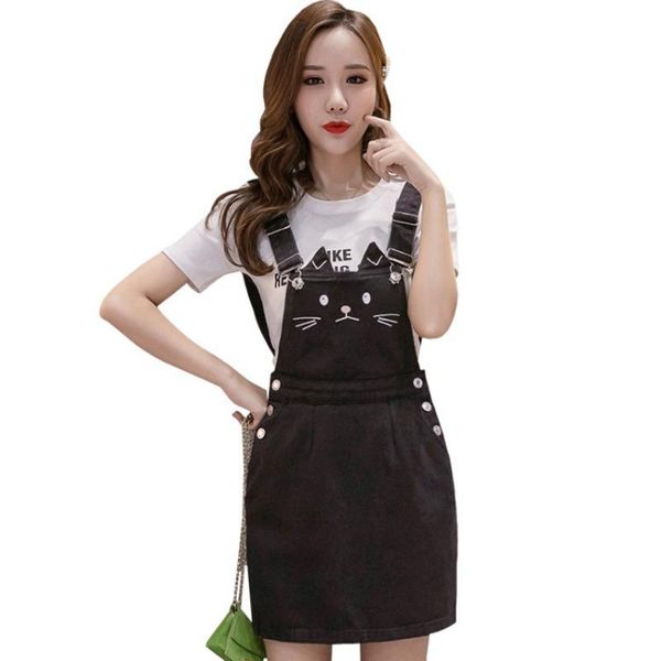 #0415 summer sleeveless denim dresses womens casual backless fashion black suspender cat printing overalls mini dress, Black;gray
#0415 summer sleeveless denim dresses womens casual backless fashion black suspender cat printing overalls mini dress, Black;gray