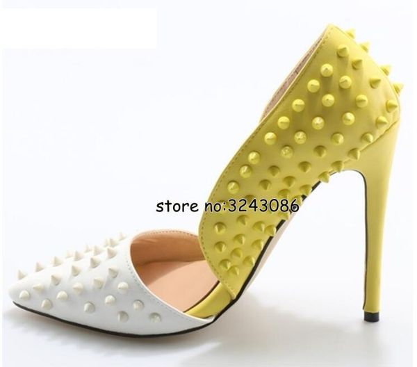 dress shoes pointed toe shaped lady rivets high heels white yellow black leather stilleto pumps wedding party female
dress shoes pointed toe shaped lady rivets high heels white yellow black leather stilleto pumps wedding party female