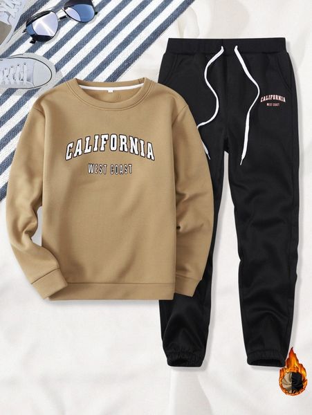 men letter graphic thermal pullover & drawstring waist sweatpants z8ya#, Gray
men letter graphic thermal pullover & drawstring waist sweatpants z8ya#, Gray