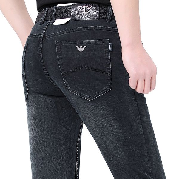 2021 spring high waist thin middle-aged and young men's washing jeans slim pants, Blue
2021 spring high waist thin middle-aged and young men's washing jeans slim pants, Blue