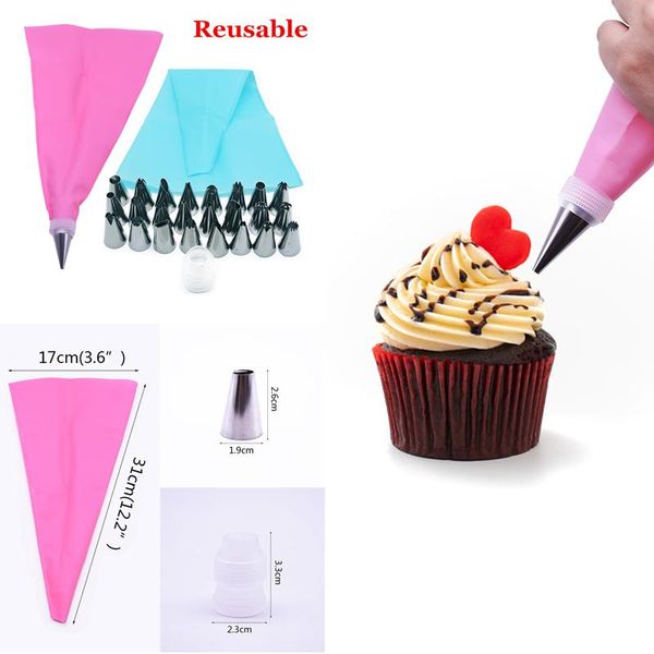 baking & pastry tools 8/16/26pcs reusable silicone bag stainless steel mouth set diy kitchen cake cream decoration bags
baking & pastry tools 8/16/26pcs reusable silicone bag stainless steel mouth set diy kitchen cake cream decoration bags