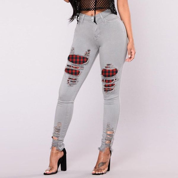 jeans woman 2021 plaid printing button high waist hole splicing trousers slim all-match streetwear denim pants women's, Blue
jeans woman 2021 plaid printing button high waist hole splicing trousers slim all-match streetwear denim pants women's, Blue