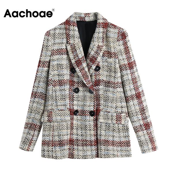 elegant double breasted blazer women notched neck plaid suit long sleeve casual ladies outerwear spring autumn, Black;white
elegant double breasted blazer women notched neck plaid suit long sleeve casual ladies outerwear spring autumn, Black;white
