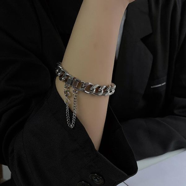 bangle european and american stainless steel metal chain personality hip-hop bracelet men women simple versatile jewelry gifts, Black
bangle european and american stainless steel metal chain personality hip-hop bracelet men women simple versatile jewelry gifts, Black