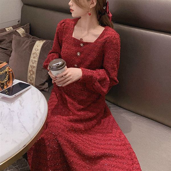 dresses sequin women long sleeve square collor elegant vintage female 2021 spring slim evening party one piece dress korean, Black;gray
dresses sequin women long sleeve square collor elegant vintage female 2021 spring slim evening party one piece dress korean, Black;gray