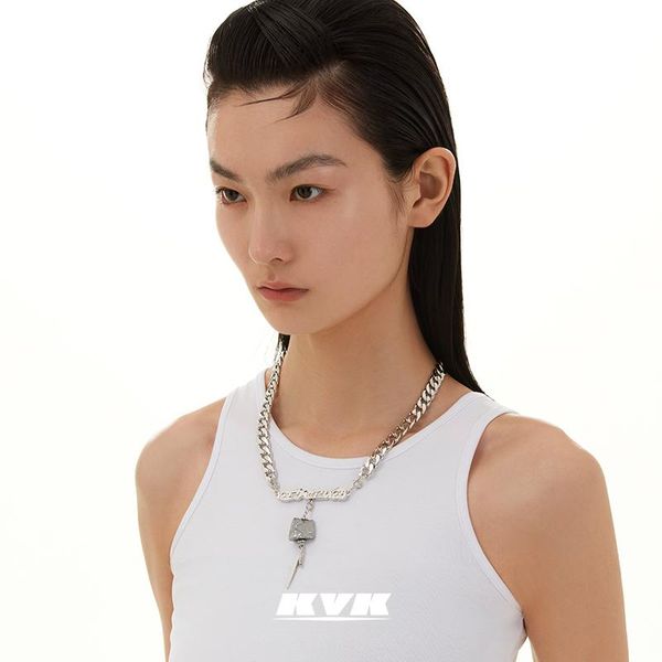 chokers 618 pre sale kvk youth you series ins trendy clavicle chain luxury english silver plated crystal pendant necklace, Golden;silver 
chokers 618 pre sale kvk youth you series ins trendy clavicle chain luxury english silver plated crystal pendant necklace, Golden;silver